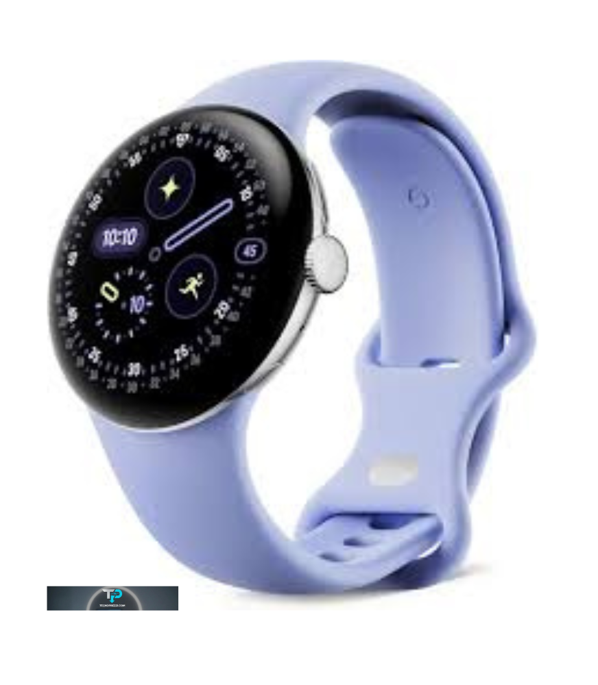 Primo piano del nuovo smartwatch Google Pixel Watch 4 indossato al polso durante una sessione di corsa all'aperto, con lo schermo acceso che mostra i dati del battito cardiaco.